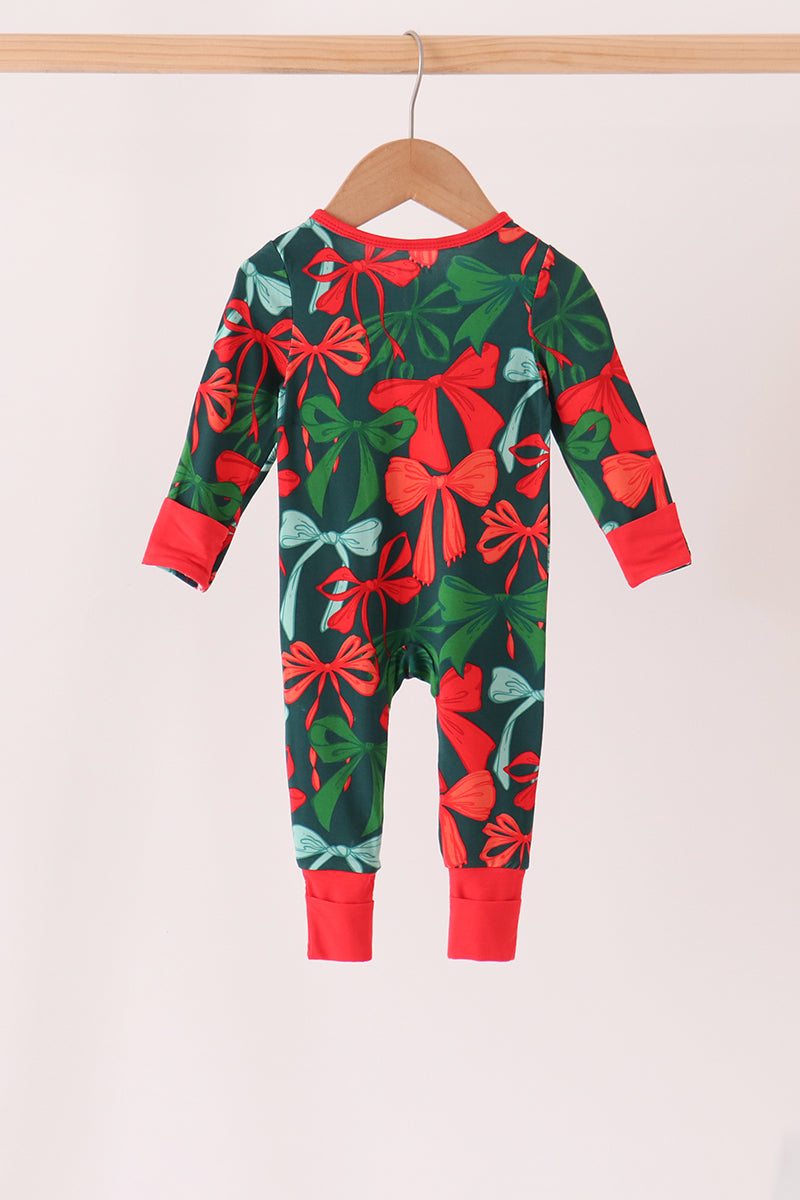 Forest Bow Zip Bamboo Romper