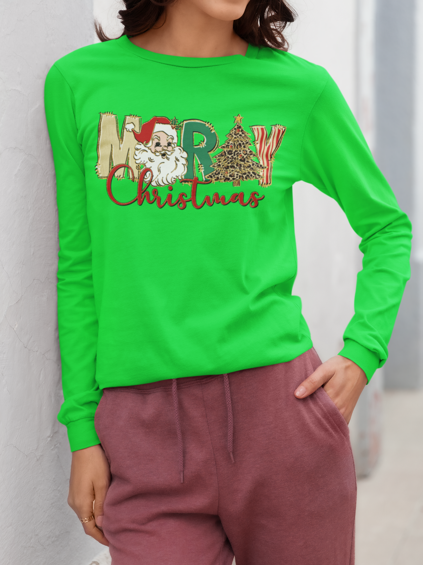 Merry Christmas Long Sleeve Shirt (Adult)