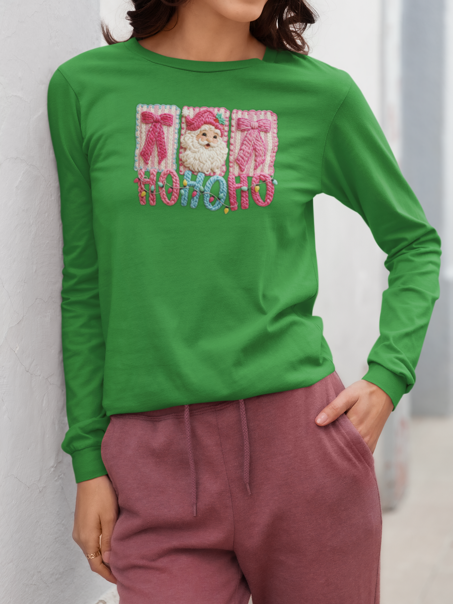 Faux Yarn Santa long sleeve shirt (adult)