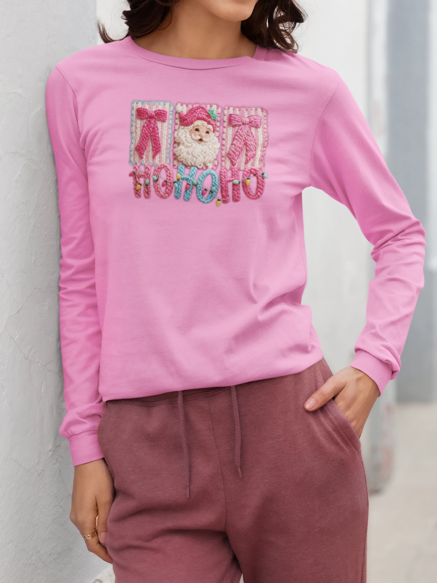 Faux Yarn Santa long sleeve shirt (adult)