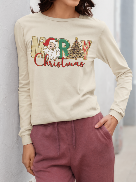 Merry Christmas Long Sleeve Shirt (Adult)