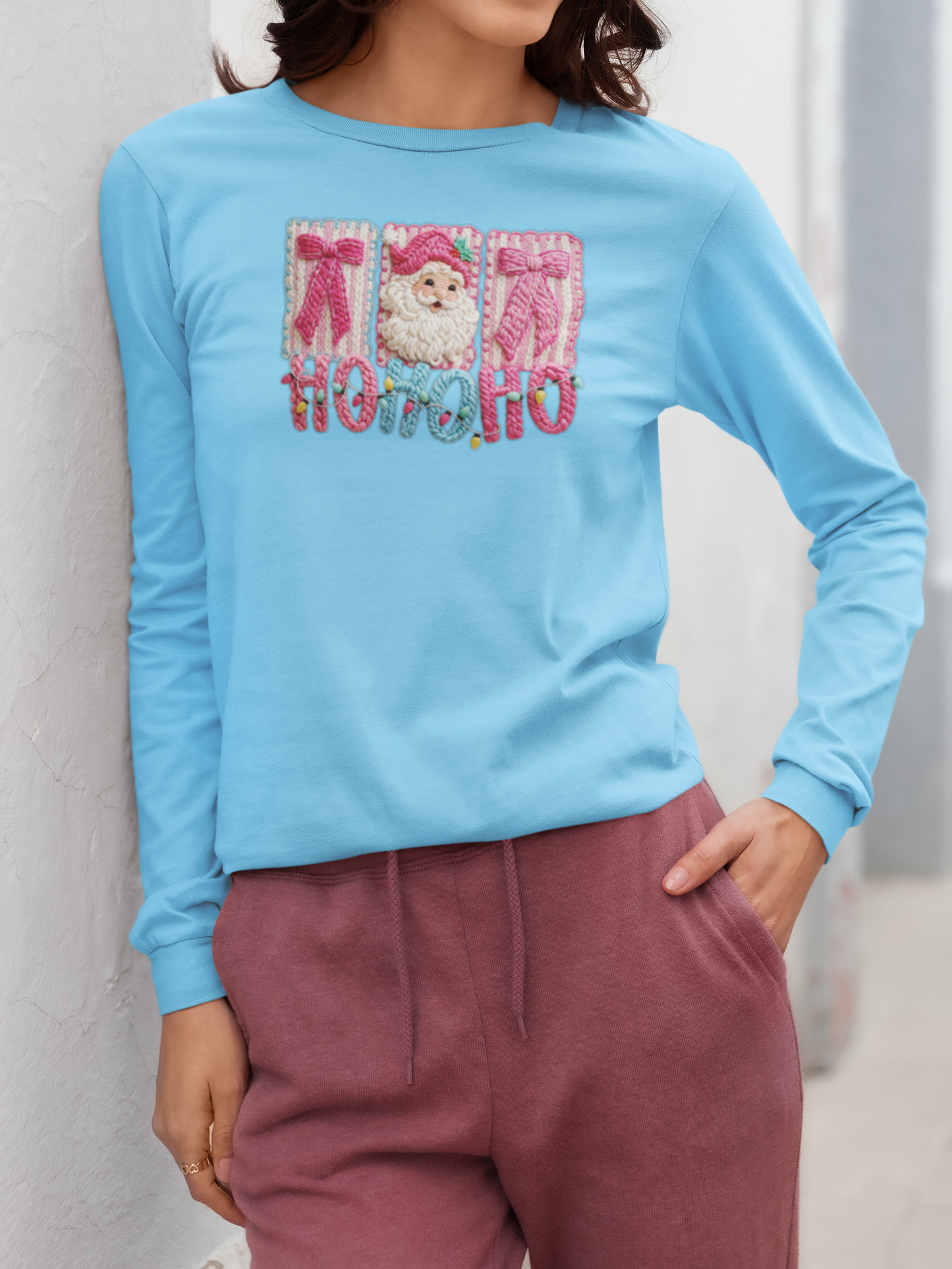 Faux Yarn Santa long sleeve shirt (adult)