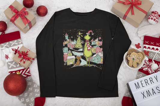 Grinch long Sleeve Christmas Tshirt