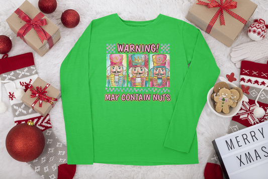 Warning May Contain Nuts Christmas Long Sleeve T-shirt