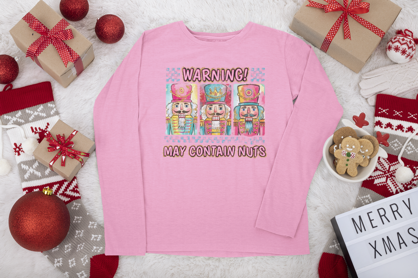 Warning May Contain Nuts Christmas Long Sleeve T-shirt
